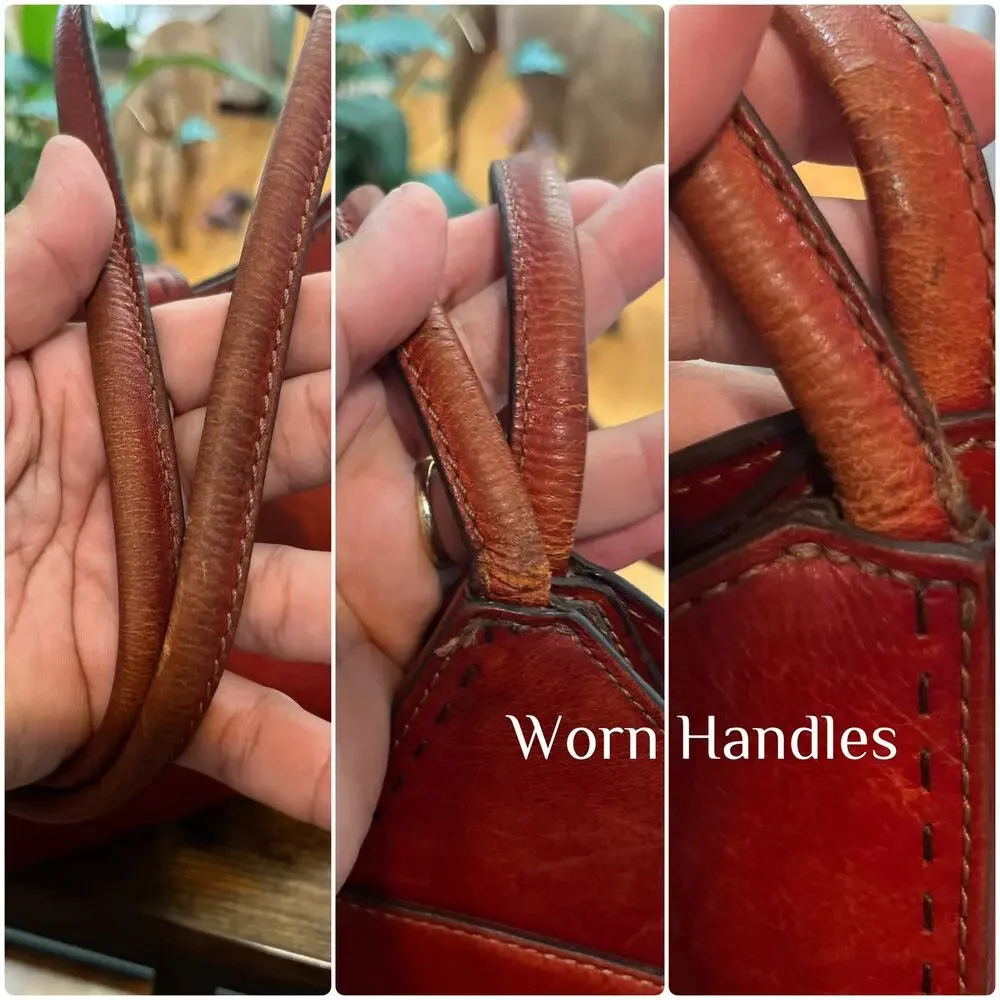 Y2K Fossil Leather Weathered Elongated Structured Shoulder Bag See Description